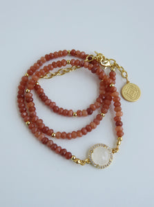 Divine Feminine- Moonstone Wrap Bracelet - Necklace