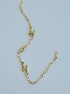 Personalized with Diamonds Bracelets - Petite Figaro Chain