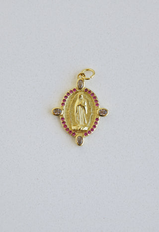 Virgin Mary Oval Diamond Pendant