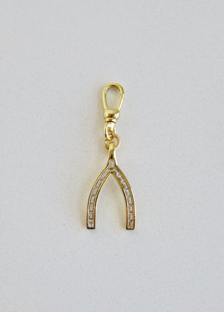 Diamond Wishbone Charm with Swivel Clasp