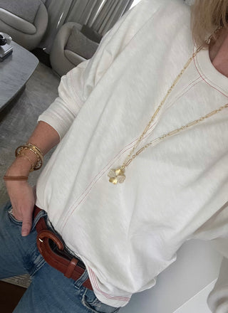 Diamond Heart Clover Necklace - Link Figaro Necklace