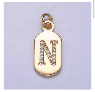 Diamond Initial Tag - 4mm Jump Ring