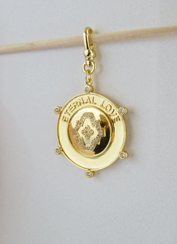 Eternal Love Hinged Clasp Medallion - 14k Gold Plated - trademark design