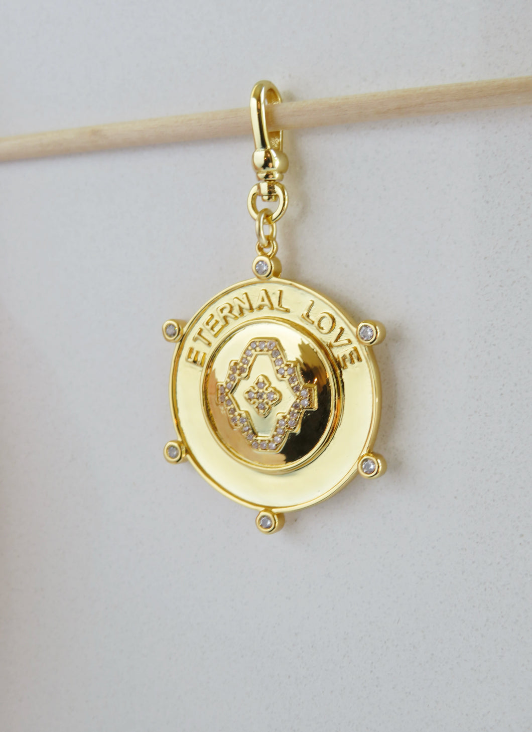 Eternal Love Hinged Clasp Medallion - 14k Gold Plated - trademark design