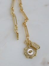 Load image into Gallery viewer, Celestial Evil Eye &amp; Diamond Initial Tag Bracelet - Figaro Link