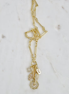 Love & Divine Guidance Initial Charm Cluster Necklace - Figaro