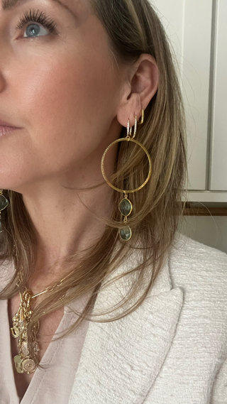 Apatite Crystal Hoop Earrings