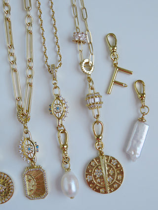 Big Bead Hinged Clasp Lariat Chain - Figaro Link - add a charm
