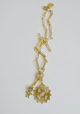 Diamond Figaro Charm Holder Necklace - Clicker Clasp - add charms