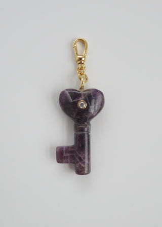 Heart Key Crystal Charm