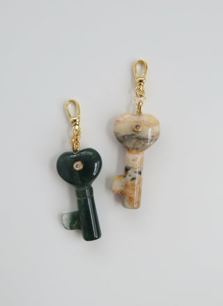 Heart Key Crystal Charm