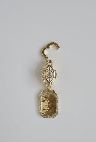 Evil Eye & Sun Hinged Clasp Lariat Chain - Figaro Link - add a charm