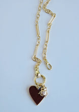 Load image into Gallery viewer, Sanxenxo Hamsa Clasp - Burgundy Heart with Scarab Beetle Necklace