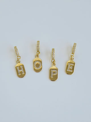 Diamond Initial Tag Charm with Diamond Clasp