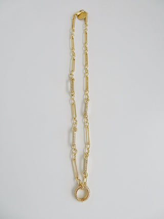 Diamond Figaro Charm Holder Necklace - Clicker Clasp - add charms