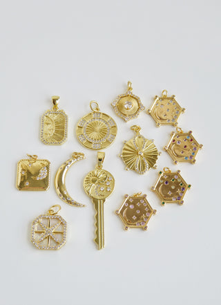 Celestial Domed Star & Moon Pendant