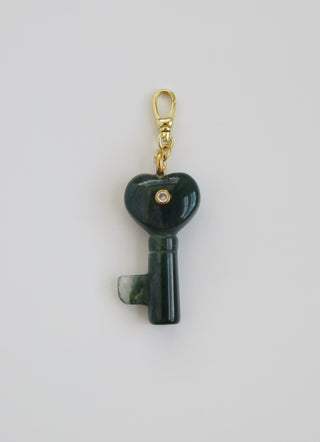 Heart Key Crystal Charm