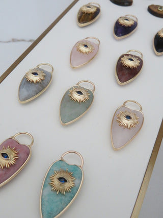 Heart Shaped Crystal Evil Eye Sun Charm
