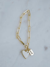Load image into Gallery viewer, Diamond Heart &amp; Diamond Initial Tag Bracelet - Clip Link