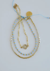 Dainty Clover Shimmer Wrist Stack - Sky Blue