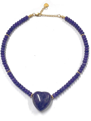 Newport - Deep Blue Beaded Heart Necklace