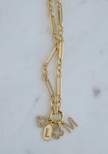 Load image into Gallery viewer, Zodiac Clover Initial Charm Cluster Necklace - Figaro Link