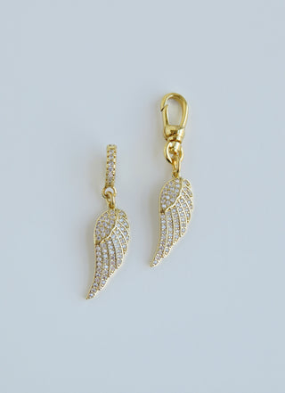 Diamond Angel Wing Charm with Swivel Clasp