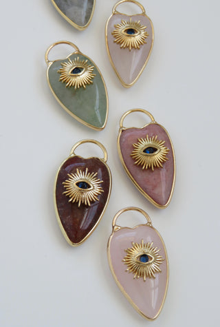 Heart Shaped Crystal Evil Eye Sun Charm