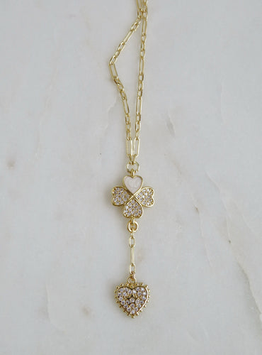 Diamond Clover Heart Extension Necklace - love • luck • hope & faith