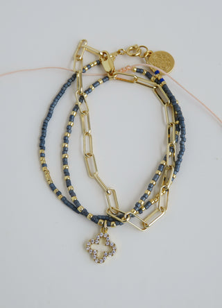 Lucky Stack - Beaded Wrist Stack - Grey