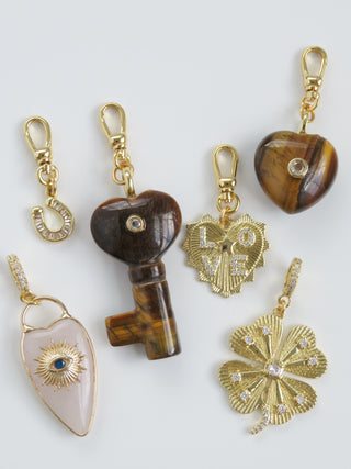 Heart Key Crystal Charm