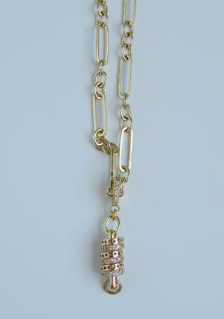 Small Bead Hinged Clasp Lariat Chain - Figaro Link - add a charm