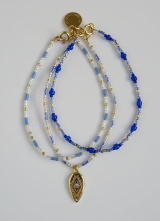 Evil Eye Shimmer - Beaded Bracelets Wrist Stack of 3