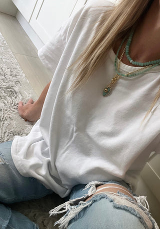Aqua Evil Eye Necklace Stack - Amazonite