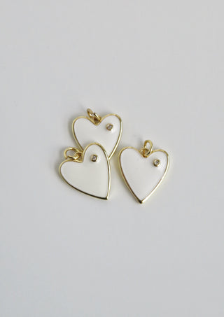 White Enamel Heart Charm