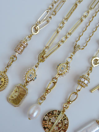 Small Bead Hinged Clasp Lariat Chain - Figaro Link - add a charm