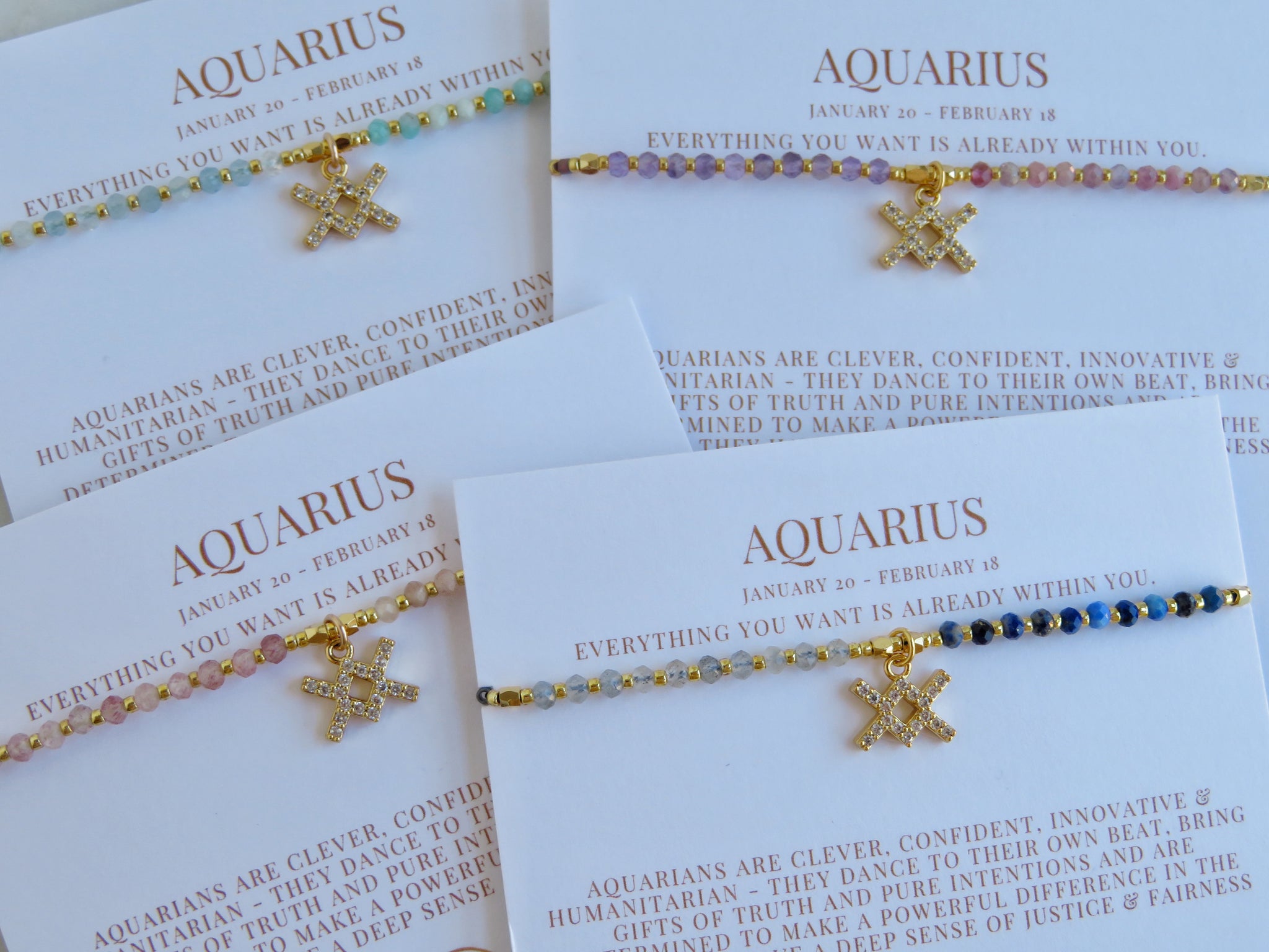 Aquarius Zodiac Wooden Bracelet - Lil Chief And Star Girl – House of Aloha