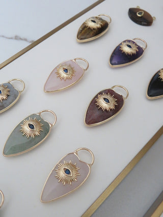 Heart Shaped Crystal Evil Eye Sun Charm