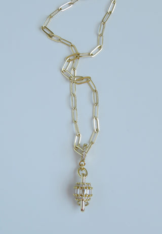 Big Bead Hinged Clasp Lariat Chain - Figaro Link - add a charm