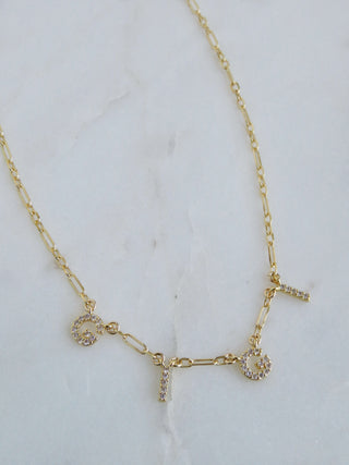 Personalized with Diamonds Necklace - Petite Figaro Chain