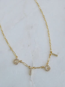 Personalized with Diamonds Necklace - Petite Figaro Chain