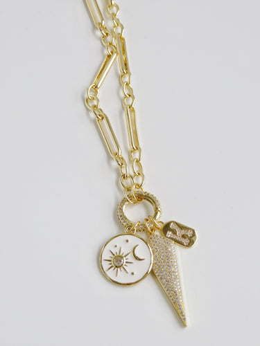 Bianca - Personalized Celestial Charm Cluster Necklace - Figaro