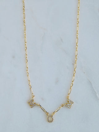 Personalized with Diamonds Necklace - Petite Figaro Chain