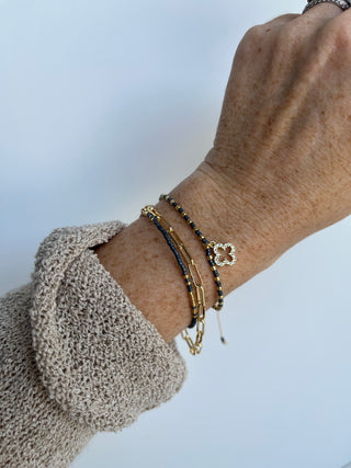 Lucky Stack - Beaded Wrist Stack - Grey