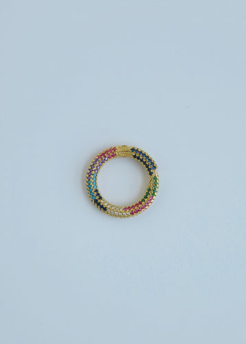 Rainbow Diamond Push In Connector Charm Clasp