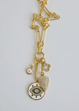 Load image into Gallery viewer, Santorini Evil Eye Charm Cluster Necklace - Figaro