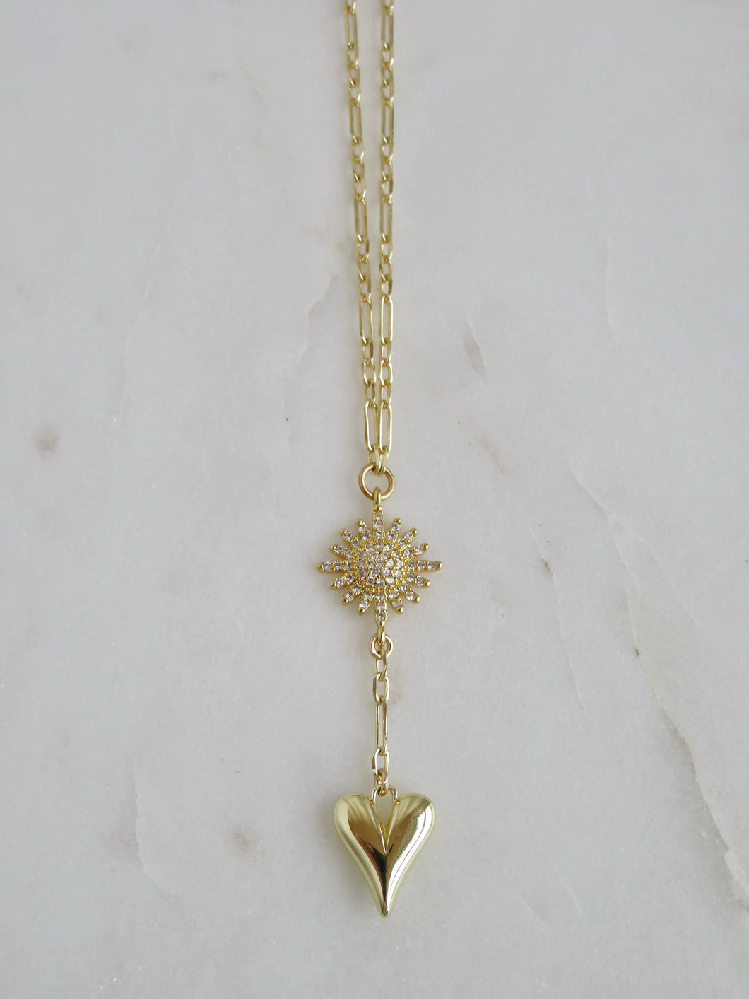 Diamond Sun Heart Extension Necklace - Life & Love