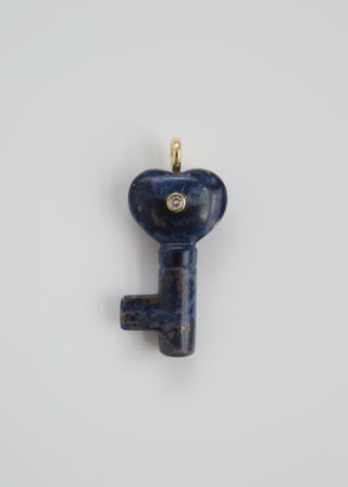 Heart Key Crystal Charm