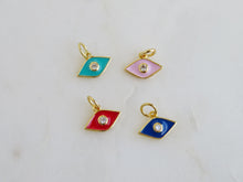 Load image into Gallery viewer, Hamsa Evil Eye Clover &amp; Initial Charm Cluster Necklace - Figaro Link