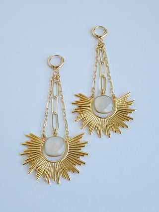 Moonstone Sun Goddess Earrings